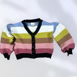 Industry Multi-colored Bubble Sleeve Cardigan - Size Small